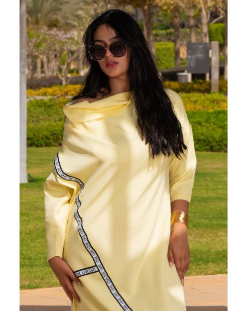 Aria slit Dress-Yellow