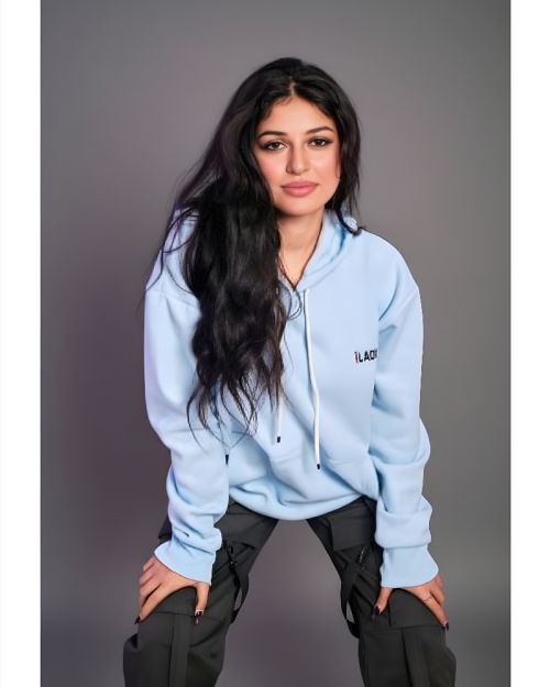 iLADY White Hoodie-L-Blue