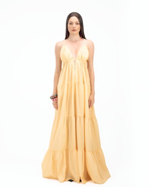 Women’s Flared Strappy Maxi Dress with Back Bow