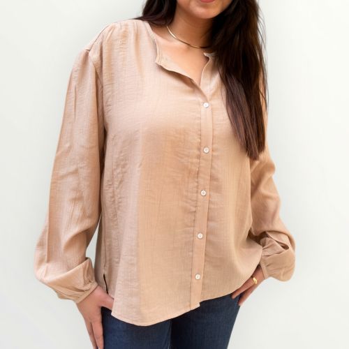 Linen blouse -cafe-M/L