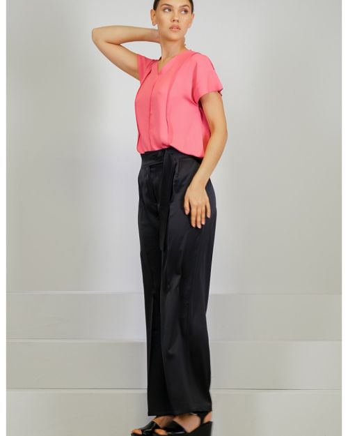 Black silk stain pants 