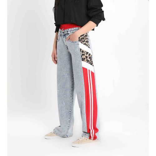 Women’s Fearless Fashion Denim Pants-Red-S