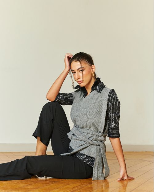 short Side tie overlay top 