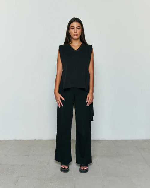 short Side tie overlay top -M