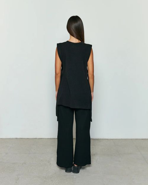 short Side tie overlay top -M