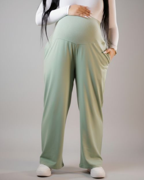 Wide-Leg Maternity Lounge Pants | High-Waist Relaxed Fit Pregnancy Trousers with Pockets