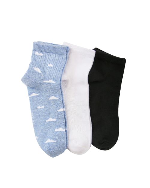 A Pack Of 3 Pieces Plain Short Socks , MultiColoure 