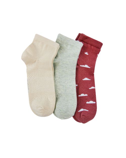 A Pack Of 3 Pieces Plain Short Socks , MultiColoure 
