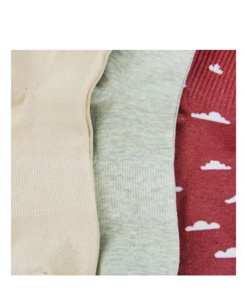 A Pack Of 3 Pieces Plain Short Socks , MultiColoure -36