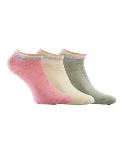 A Pack Of 3 Pieces Plain Ankle Socks , MultiColoure 