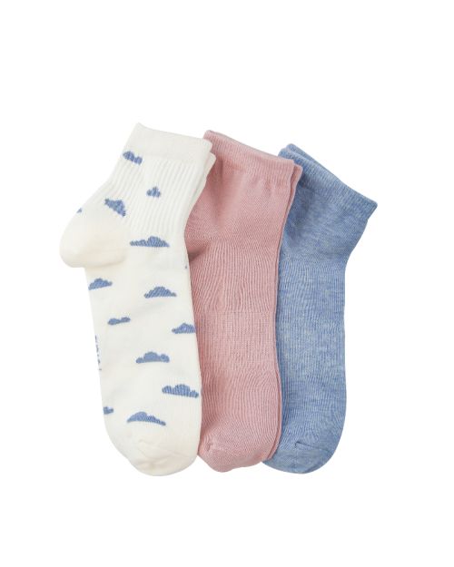 A Pack Of 3 Pieces Plain Short Socks , MultiColoure 