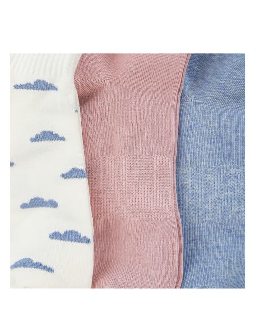 A Pack Of 3 Pieces Plain Short Socks , MultiColoure -36