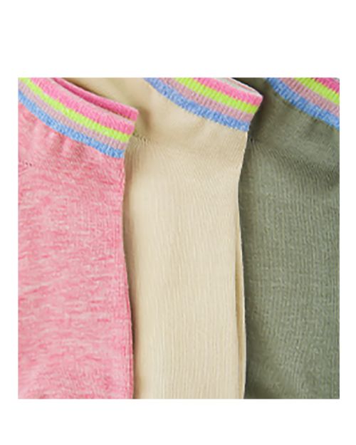 A Pack Of 3 Pieces Plain Ankle Socks , MultiColoure -36-mix colour