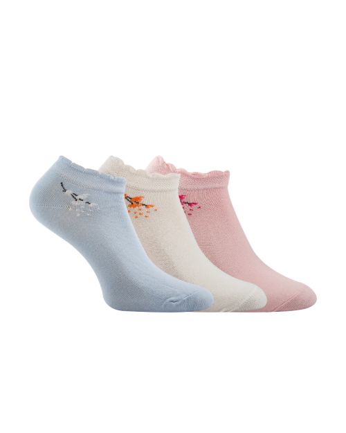 A Pack Of 3 Pieces Plain Ankle Socks , MultiColoure -36-40