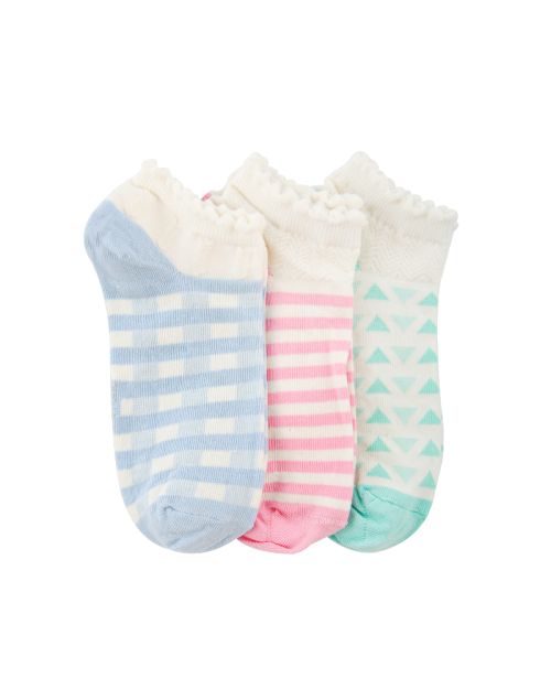 A Pack Of 3 Pieces Plain Ankle Socks , MultiColoure 