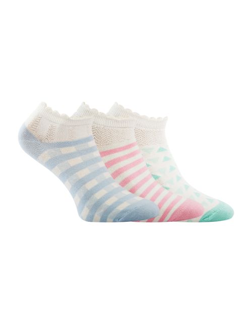 A Pack Of 3 Pieces Plain Ankle Socks , MultiColoure -36