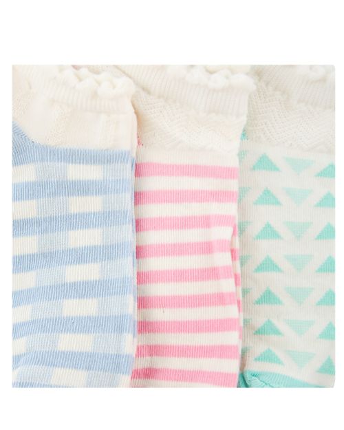 A Pack Of 3 Pieces Plain Ankle Socks , MultiColoure -36-40
