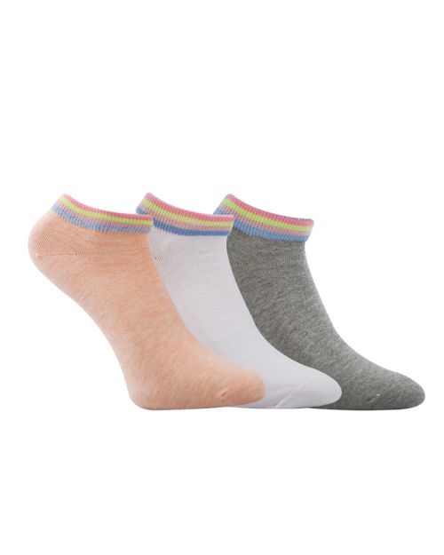 A Pack Of 3 Pieces Plain Ankle Socks , MultiColoure -36