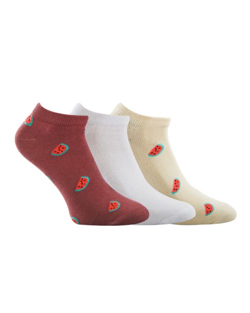 A Pack Of 3 Pieces Plain Ankle Socks , MultiColoure -36-40