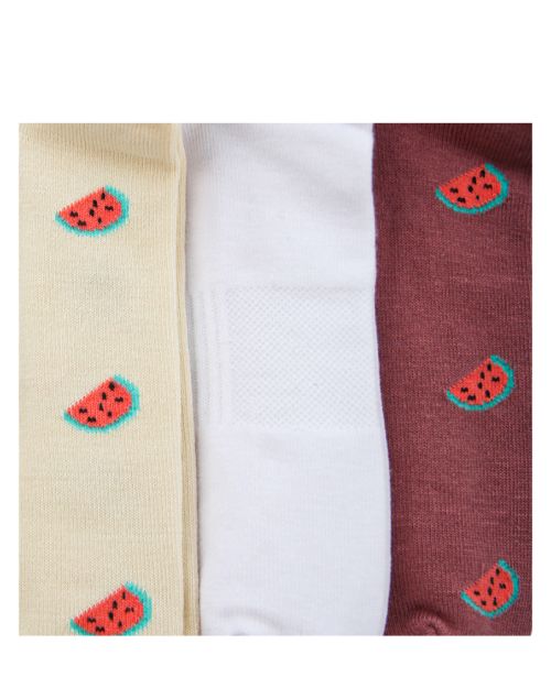 A Pack Of 3 Pieces Plain Ankle Socks , MultiColoure -36-40