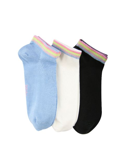 A Pack Of 3 Pieces Plain Ankle Socks , MultiColoure 