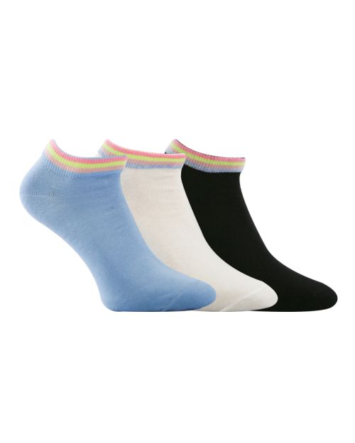 A Pack Of 3 Pieces Plain Ankle Socks , MultiColoure 