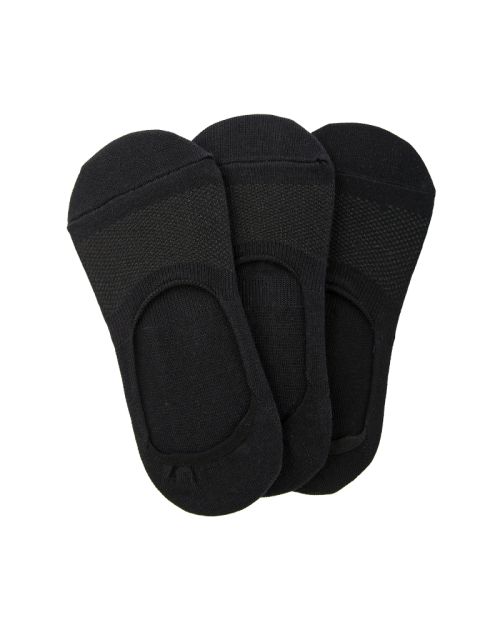 A Pack Of 3 Pieces Invisible Plain Socks Black For Men