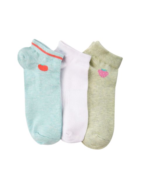A Pack Of 3 Pieces Plain Ankle Socks , MultiColoure 