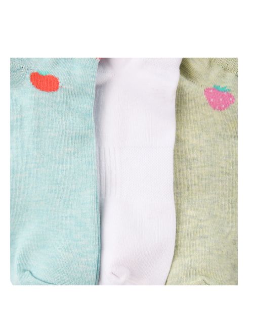 A Pack Of 3 Pieces Plain Ankle Socks , MultiColoure -36