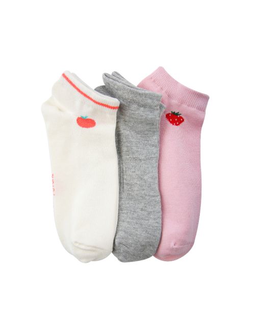 A Pack Of 3 Pieces Plain Ankle Socks , MultiColoure 
