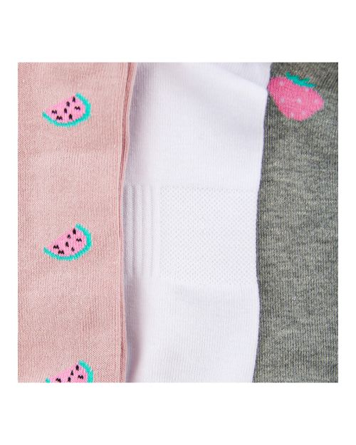 A Pack Of 3 Pieces Plain Ankle Socks , MultiColoure -36