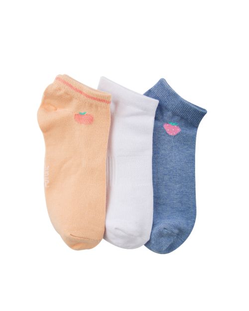 A Pack Of 3 Pieces Plain Ankle Socks , MultiColoure 