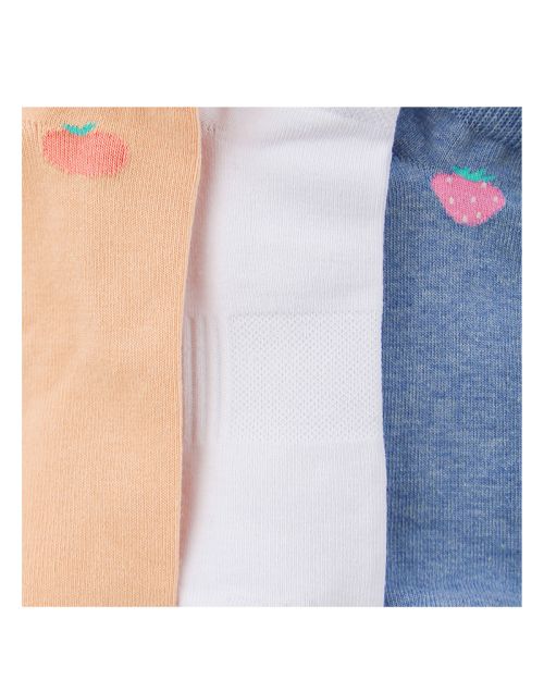 A Pack Of 3 Pieces Plain Ankle Socks , MultiColoure -36