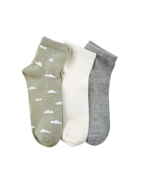 A Pack Of 3 Pieces Plain Short Socks , MultiColoure 