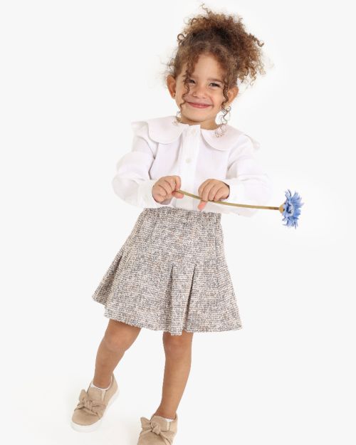 Kids Pleated Cotton Skirt