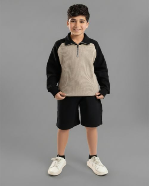 سويت شيرت بربع سوسته مع نسيج مميز