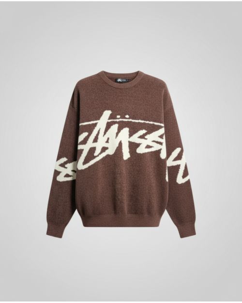 Oversized  Crew  Neck  Graphic  Knit Sweater