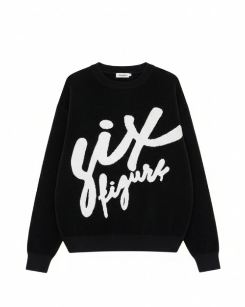 Oversized  Crew Neck Graphic Knit Sweater