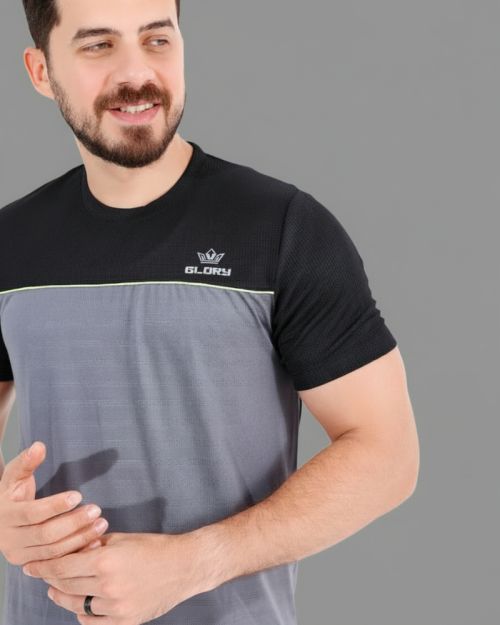 Men's Color Block T-Shirt - Two-Tone Design Short Sleeve