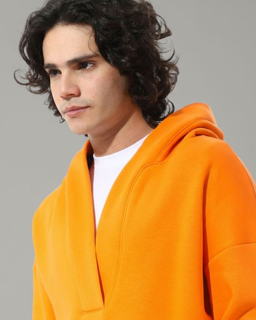 An orange hoodie with a modern cut from Defect-Orange-M