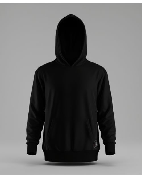 Basic Black Pullover Hoodie - Rear View Essential Plain Jumper
