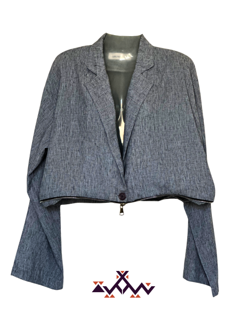 Nyllya zipper blazer -Gray-2Xl/3Xl