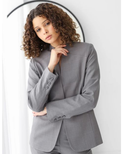 Gray Breeze Collarless Blazer