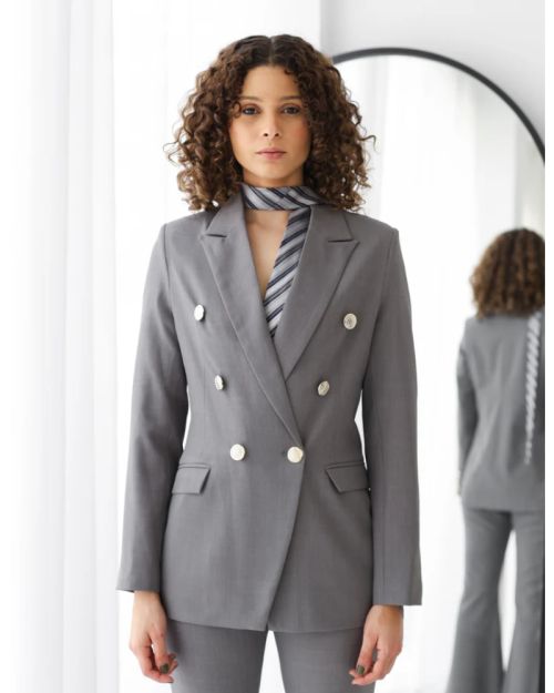 Gray Breeze Double Breasted Blazer