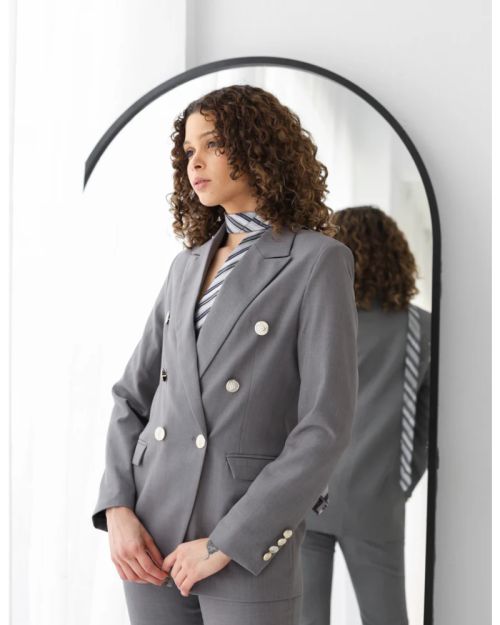 Gray Breeze Double Breasted Blazer