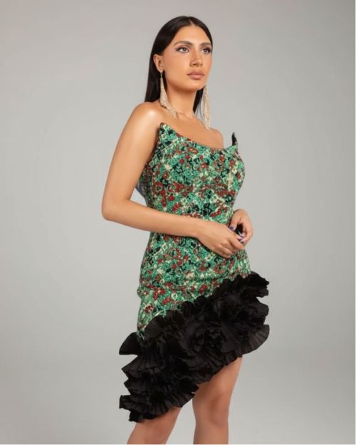 Green &Black Sequin Dress
