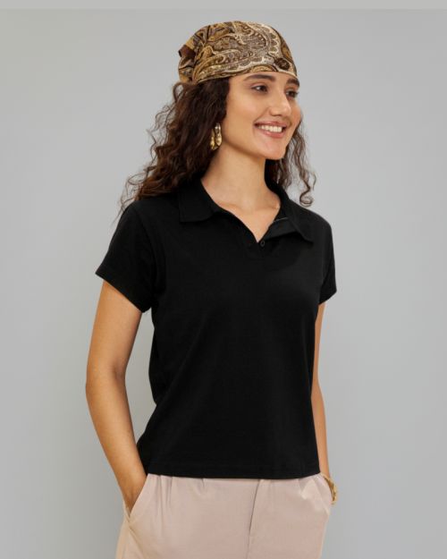 Basic Cotton polo t-shirt For Women