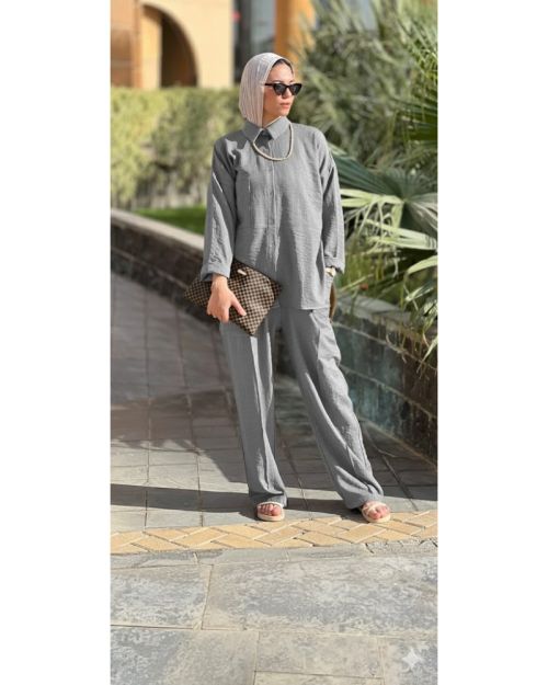 Farha Linen Set-XL/XXL-Gray