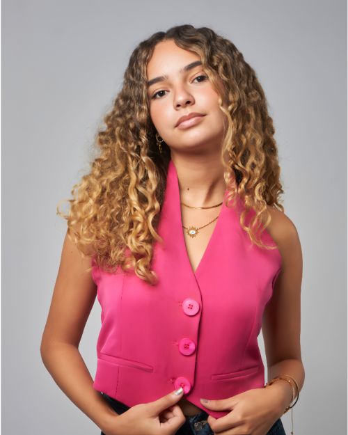 Cut Vest-Pink-S
