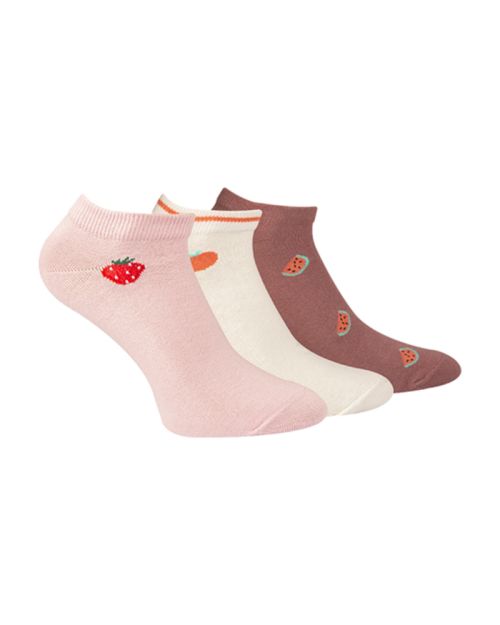 A Pack Of 3 Pieces Ankle Printed Socks MultiColoure